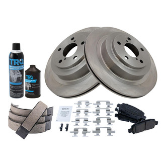 TRQ® - Rear Disc Brake Kit with Ceramic Pads and Shoes