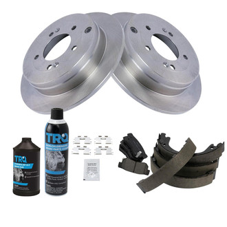 TRQ® - Rear Disc Brake Kit with Ceramic Pads and Shoes