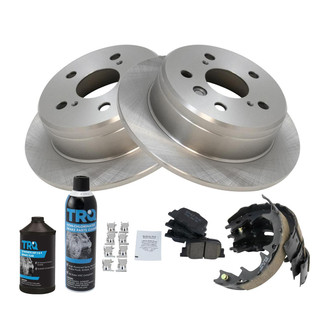 TRQ® - Rear Disc Brake Kit with Ceramic Pads and Shoes