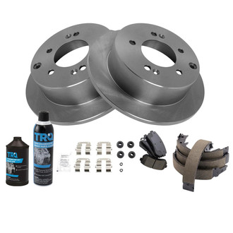 TRQ® - Rear Disc Brake Kit with Ceramic Pads and Shoes