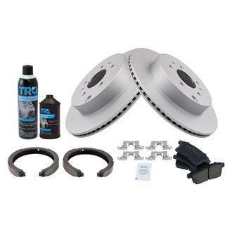 TRQ® - Rear Disc Brake Kit with Ceramic Pads and Shoes