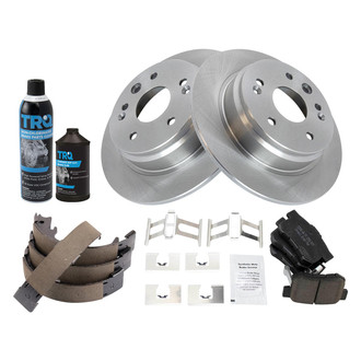 TRQ® - Rear Disc Brake Kit with Ceramic Pads and Shoes