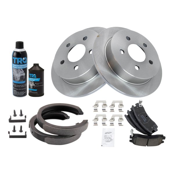 TRQ® - Rear Disc Brake Kit with Ceramic Pads and Shoes