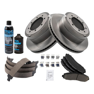 TRQ® - Rear Disc Brake Kit with Ceramic Pads and Shoes