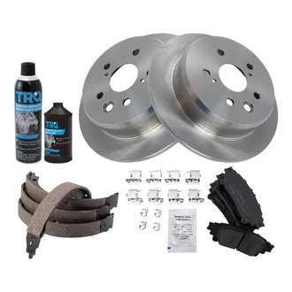 TRQ® - Rear Disc Brake Kit with Ceramic Pads and Shoes
