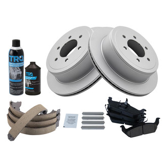 TRQ® - Rear Disc Brake Kit with Ceramic Pads and Shoes