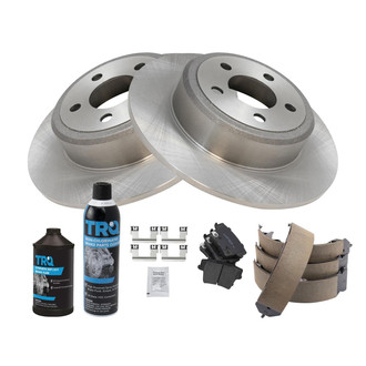 TRQ® - Rear Disc Brake Kit with Ceramic Pads and Shoes