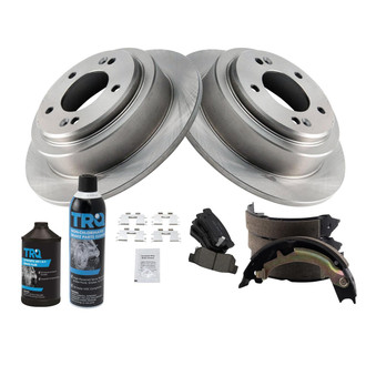 TRQ® - Rear Disc Brake Kit with Ceramic Pads and Shoes