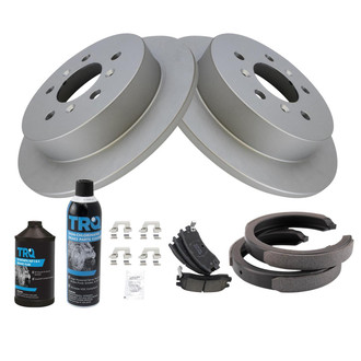 TRQ® - Rear Disc Brake Kit with Ceramic Pads and Shoes