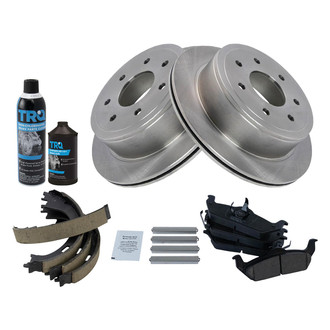 TRQ® - Rear Disc Brake Kit with Ceramic Pads and Shoes