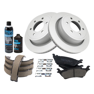 TRQ® - Rear Disc Brake Kit with Ceramic Pads and Shoes
