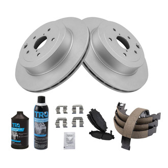 TRQ® - Rear Disc Brake Kit with Ceramic Pads and Shoes