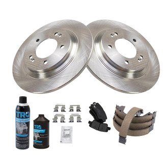 TRQ® - Rear Disc Brake Kit with Ceramic Pads and Shoes