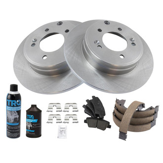 TRQ® - Rear Disc Brake Kit with Ceramic Pads and Shoes