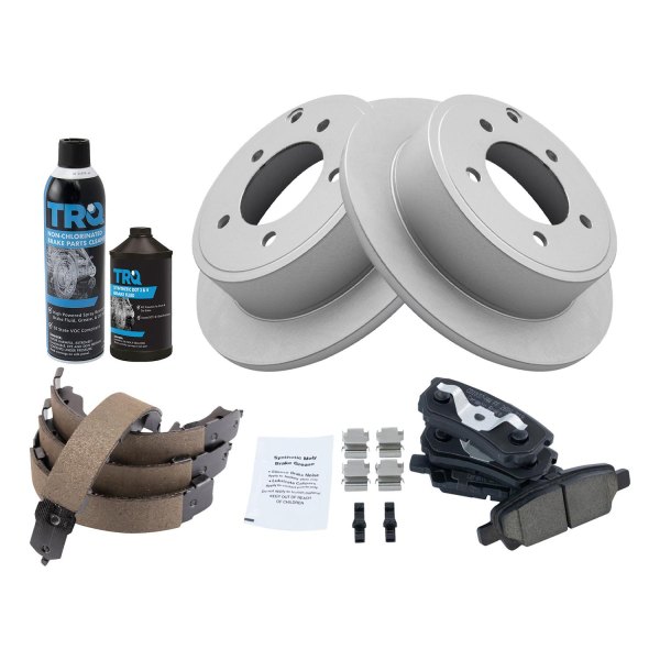 TRQ® - Rear Disc Brake Kit with Ceramic Pads and Shoes