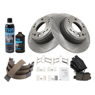 TRQ® - Rear Disc Brake Kit with Ceramic Pads and Shoes