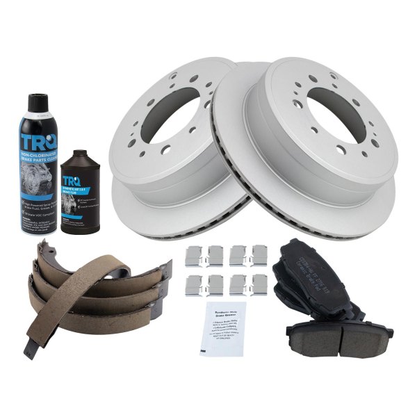 TRQ® - Rear Disc Brake Kit with Ceramic Pads and Shoes