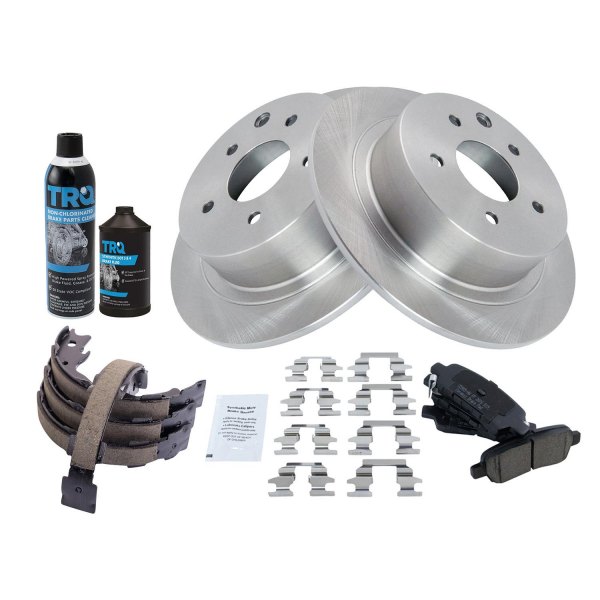 TRQ® - Rear Disc Brake Kit with Ceramic Pads and Shoes