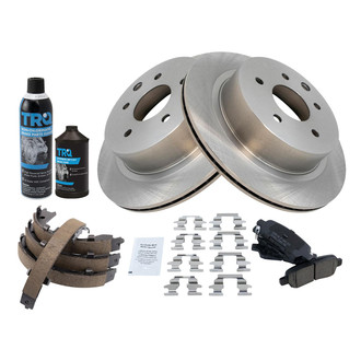 TRQ® - Rear Disc Brake Kit with Ceramic Pads and Shoes