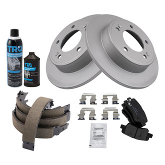 TRQ® - Rear Disc Brake Kit with Ceramic Pads and Shoes