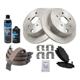 TRQ® - Rear Disc Brake Kit with Ceramic Pads and Shoes