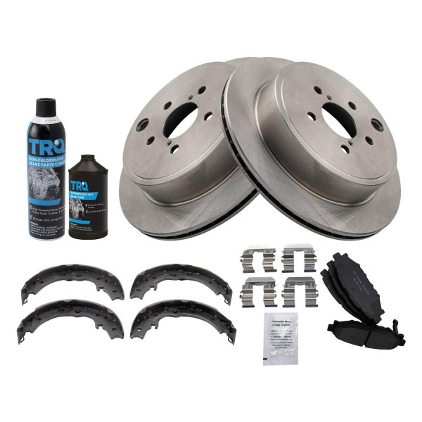 TRQ® - Rear Disc Brake Kit with Ceramic Pads and Shoes