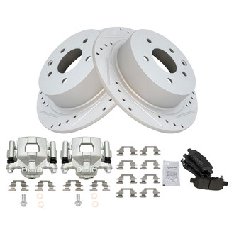 TRQ® - Performance Semi-Metallic Rear Brake Kit with Calipers