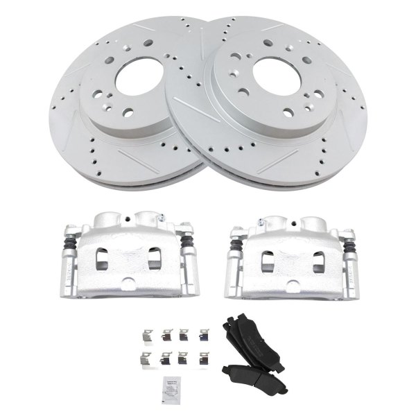 TRQ® - Performance Semi-Metallic Front Brake Kit with Calipers