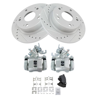 TRQ® - Performance Semi-Metallic Rear Brake Kit with Calipers
