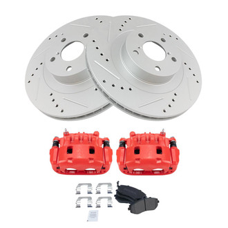 TRQ® - Performance Semi-Metallic Front Brake Kit with Calipers