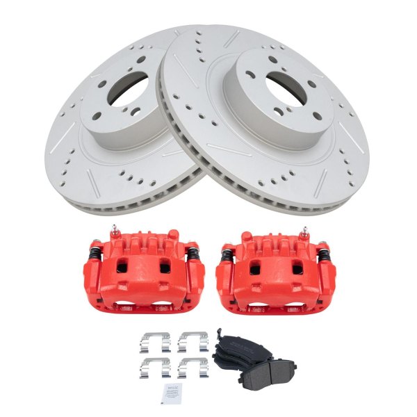 TRQ® - Performance Semi-Metallic Front Brake Kit with Calipers