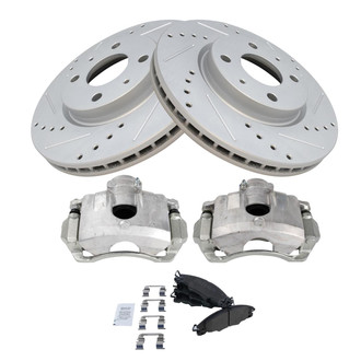 TRQ® - Performance Semi-Metallic Front Brake Kit with Calipers
