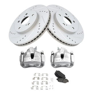 TRQ® - Performance Semi-Metallic Front Brake Kit with Calipers