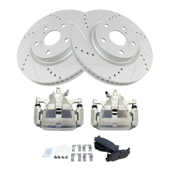 TRQ® - Performance Semi-Metallic Front Brake Kit with Calipers