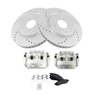 TRQ® - Performance Semi-Metallic Front Brake Kit with Calipers