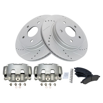 TRQ® - Performance Semi-Metallic Front Brake Kit with Calipers