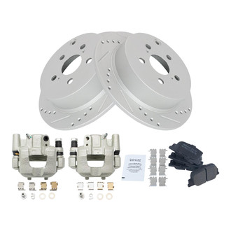 TRQ® - Performance Semi-Metallic Rear Brake Kit with Calipers