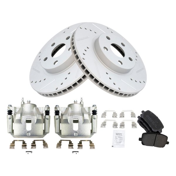 TRQ® - Performance Semi-Metallic Front Brake Kit with Calipers