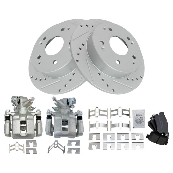 TRQ® - Performance Semi-Metallic Rear Brake Kit with Calipers