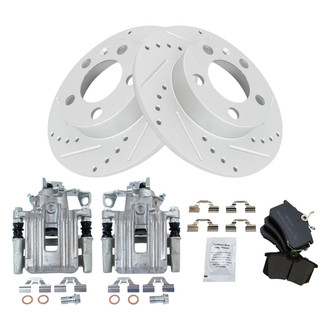 TRQ® - Performance Semi-Metallic Rear Brake Kit with Calipers