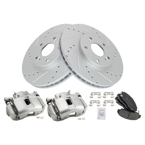 TRQ® - Performance Semi-Metallic Front Brake Kit with Calipers