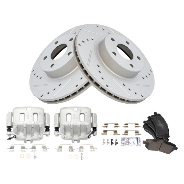 TRQ® - Performance Semi-Metallic Front Brake Kit with Calipers