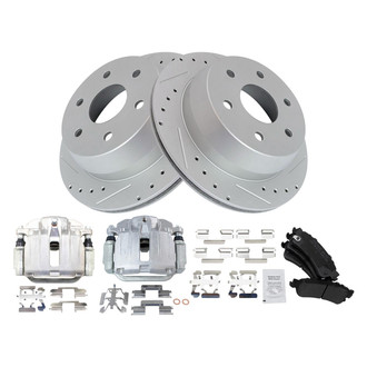 TRQ® - Performance Semi-Metallic Rear Brake Kit with Calipers