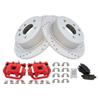 TRQ® - Performance Semi-Metallic Rear Brake Kit with Calipers