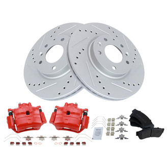 TRQ® - Performance Semi-Metallic Front Brake Kit with Calipers