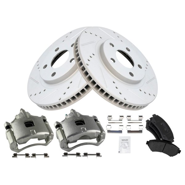 TRQ® - Performance Semi-Metallic Front Brake Kit with Calipers