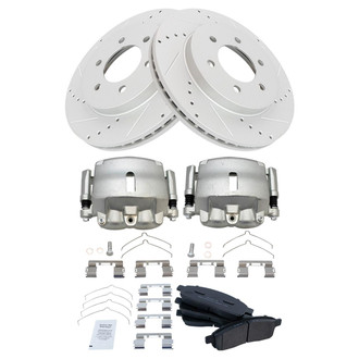 TRQ® - Performance Semi-Metallic Front Brake Kit with Calipers