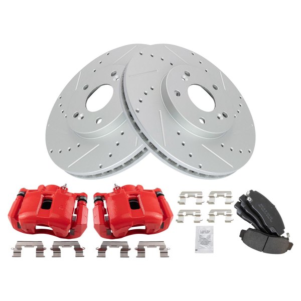 TRQ® - Performance Semi-Metallic Front Brake Kit with Calipers