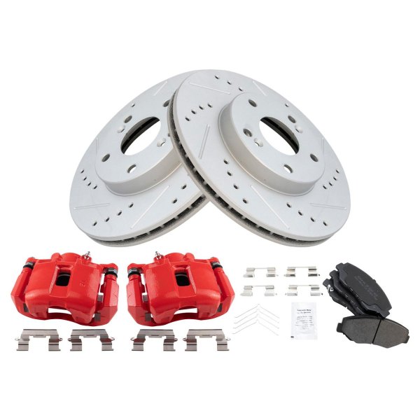 TRQ® - Performance Semi-Metallic Front Brake Kit with Calipers