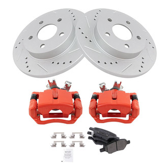 TRQ® - Performance Semi-Metallic Rear Brake Kit with Calipers